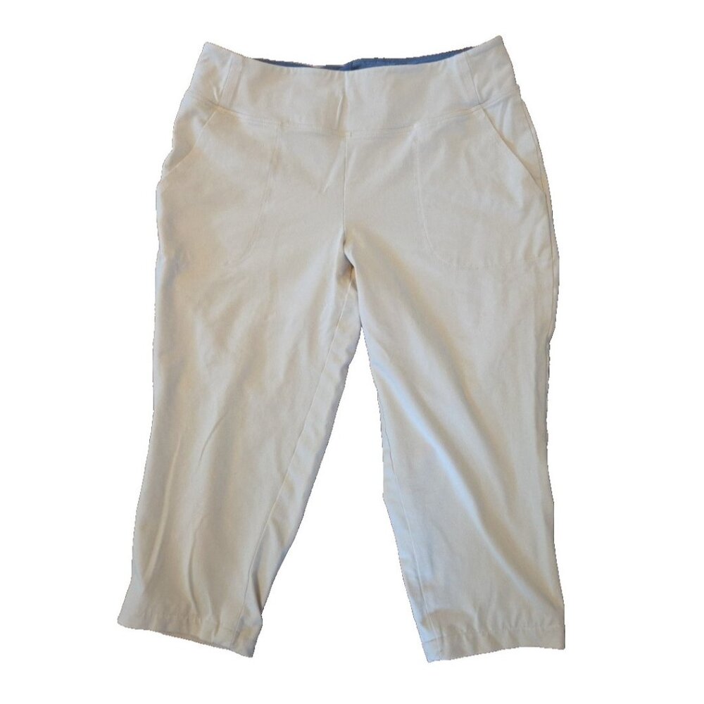 SP Small Petite Beige Knit Capri Leggings Women with Control Hemmed